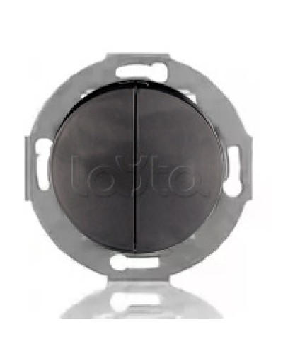 Выключатель двухклавишный Экопласт (схема 5) 10 A, 250 B (черный ) Vintage в Таганроге Розетки компьютерные и телефонные Pintop.ru