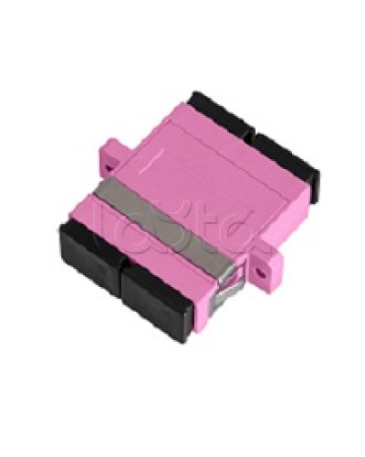 Адаптер NIKOMAX волоконно-оптический, соединительный, многомодовый, стандарта OM4, SC/UPC-SC/UPC, двойной, пластиковый, без шторки, с фланцами, маджента, уп-ка 2шт. NIKOMAX (NMF-OA2M4-FN-SCU-SCU-MG-2) в Таганроге Проходные адаптеры и розетки оптические 