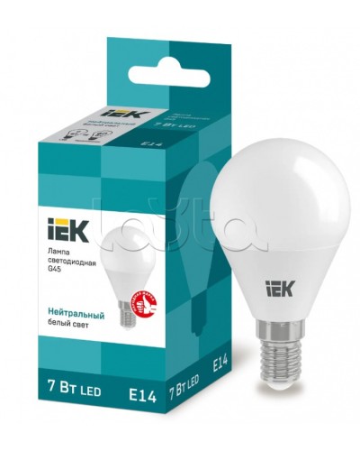 Лампа светодиодная LED 7вт E14 белый матовый шар ECO IEK (LLE-G45-7-230-40-E14) в Таганроге Источники света(Лампы) Pintop.ru