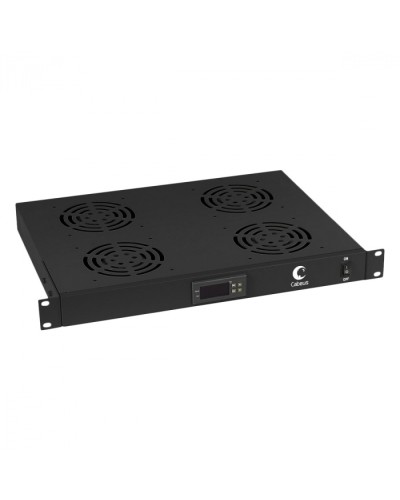 Панель вентиляционная с 4 вентиляторами с цифровым термодатчиком (черный) Cabeus JG03t-BK в Таганроге Вентиляторные модули Pintop.ru