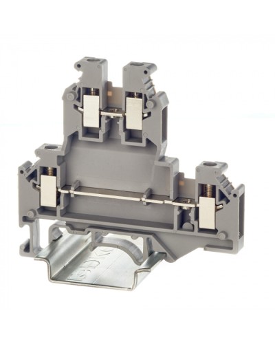 Клемма двухуровневая, винтовой зажим, 4 точки подключения, 2.5 кв.мм, серая DKC (KRUKB-3) в Таганроге Клеммные колодки Pintop.ru