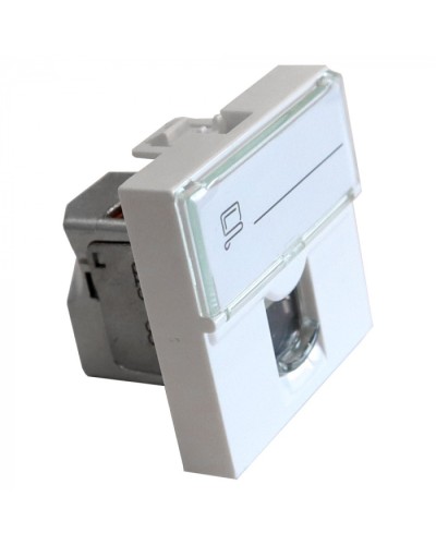 Вставка Mosaic 45x45, RJ-45 STP, кат.6, со шторкой и увеличенным окном маркировки, белая LANMASTER LAN-SIP-23S6-WH в Таганроге Модули Keystone Pintop.ru
