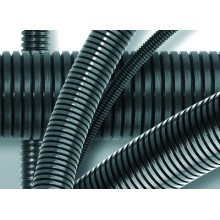 Труба ПА 6 гибкая гофр. д.13мм, ПВ-0, без протяжки, 100м, цвет тёмно-серый DKC 80013