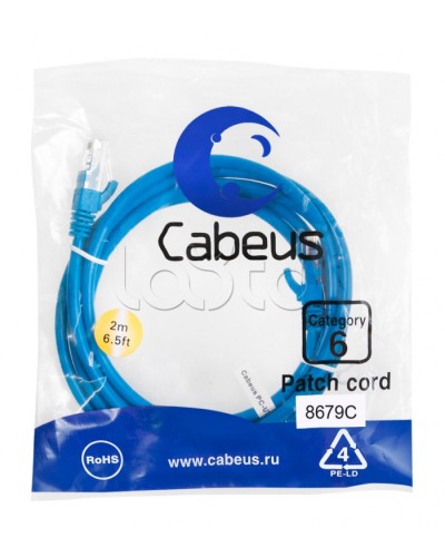 Патч-корд U/UTP Cabeus PC-UTP-RJ45-Cat.6-2m-BL-LSZH в Таганроге Патчкорды (медные) Pintop.ru
