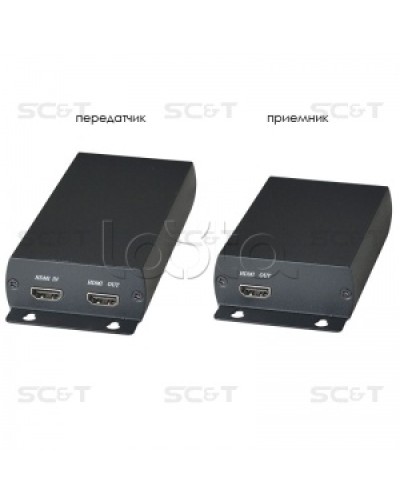 Комплект (передатчик + приёмник) для передачи HDMI по одному кабелю витой пары SC&T HE03 в Таганроге Видеоусилители, Модуляторы, Делители Pintop.ru