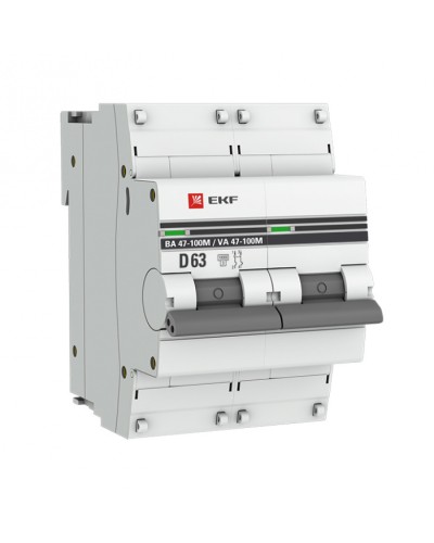 Автоматический выключатель 2P 63А (D) 10kA ВА 47-100M без теплового расцепителя EKF (mcb47100m-2-63D-pro) в Таганроге Электротехническое оборудование Pintop.ru