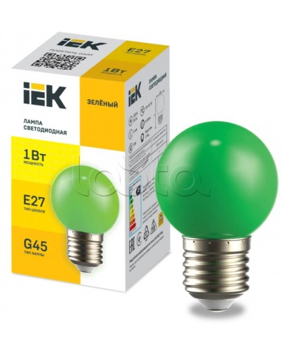 Лампа LED декор. G45 шар 1Вт 230В зеленый E27 IEK (LLE-G45-1-230-G-E27) в Таганроге Источники света(Лампы) Pintop.ru