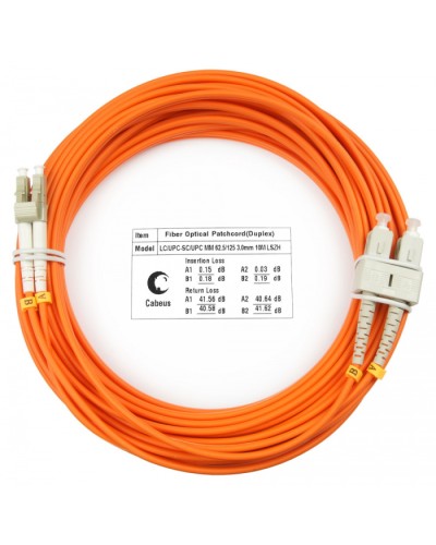 Шнур оптический duplex LC-SC 62,5/125 mm 10м LSZH Cabeus FOP-62-LC-SC-10m в Таганроге Патч-корды оптические Pintop.ru