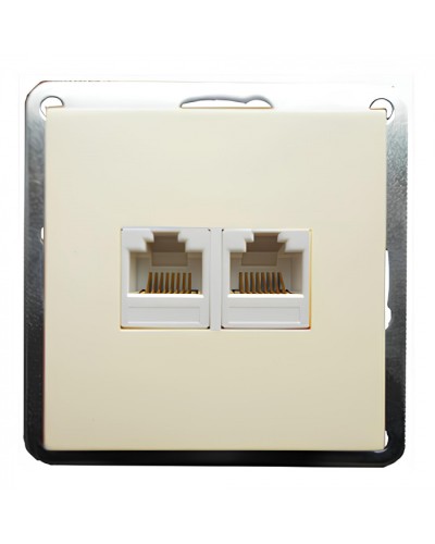 Розетка телефонная двойная 2хRJ-11 с накладкой (бежевый) LK60 (865601) в Таганроге Розетки компьютерные и телефонные Pintop.ru