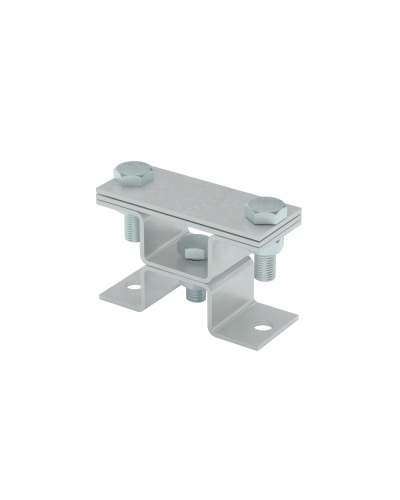 Универсальный держатель на мостовой опоре двойной для полосы до 40 мм с 2 пластинами TD КМ-профиль (XUDMO2-B40 TD) в Таганроге Аксессуары для лотков Pintop.ru