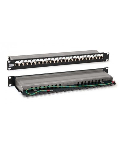 Патч-панель 19, 1U, 24 порта RJ-45 полн. экран., категория 6, Dual IDC, цвет черный Hyperline PP3-19-24-8P8C-C6-SH-110D в Таганроге Патч панель Pintop.ru