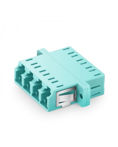 Оптический адаптер OM3, квадро LC, с фланцами, бирюзовый Eurolan (36A-30-4L-02AQ) в Таганроге Проходные адаптеры и розетки оптические Pintop.ru