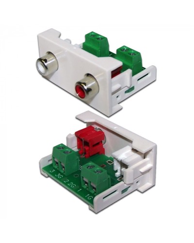 Вставка Mosaic 22.5x45 2xRCA Stereo Audio, белая LANMASTER (LAN-WA-LP-2RCA-WH) в Таганроге Коннекторы и разъемы Pintop.ru