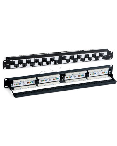 Патч-панель 19, 1U, с угловыми портами, 24 порта RJ-45, категория 6 Hyperline PP2A-19-24S-8P8C-C6-110 в Таганроге Патч панель Pintop.ru