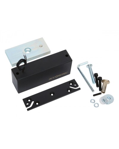 Электромагнитный влагозащищенный замок AccordTec ML-300П с планкой, цвет черный в Таганроге Электромагнитные замки Pintop.ru