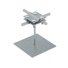 Приклеиваемый держатель с крестообразным соединителем для прутка Ø 5-12 мм и полосы до 20 мм H150 мм TD КМ-профиль (PDX-H150-D5-12-B20 TD)