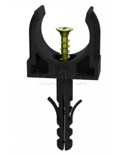 Крепеж-клипса с дюбелем и саморезом черная д16 в малой упаковке (10шт/900шт уп/кор) Промрукав (PR13.0311) в Таганроге Крепеж: Дюбели, шурупы, саморезы Pintop.ru