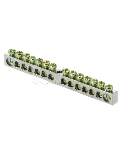 Шина PEN ноль-земля (6x9мм) 14 отв. цинк крепеж по центру EKF PROxima (sn1-63-14) в Таганроге Аксессуары для стоек и шкафов Pintop.ru