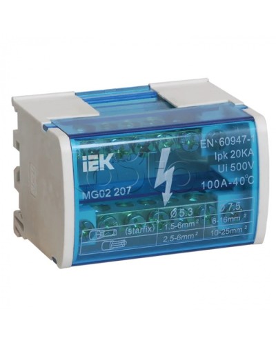 Шины на DIN-рейку в корпусе (кросс-модуль) L+PEN 2х7 IEK YND10-2-07-100 в Таганроге Вентиляторные модули Pintop.ru