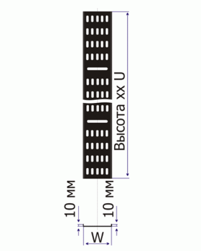 Лоток вертикальный кабельный для шкафов 18U, шириной 200 мм, черный TWT TWT-CB-CTR-18U-2 в Таганроге Кабельные лотки Pintop.ru