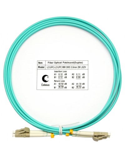Шнур оптический duplex LC-LC 50/125 mm OM3 2м LSZH Cabeus FOP-50-LC-LC-2m в Таганроге Патч-корды и пигтейлы Pintop.ru