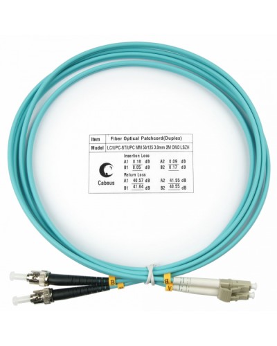 Шнур оптический duplex LC-ST 50/125 MM OM3 2 м LSZH Cabeus FOP-50-LC-ST-2M в Таганроге Патч-корды оптические Pintop.ru