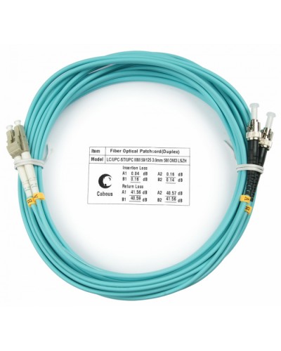 Шнур оптический duplex LC-ST 50/125 mm OM3 5м LSZH Cabeus FOP-50-LC-ST-5m в Таганроге Патч-корды и пигтейлы Pintop.ru