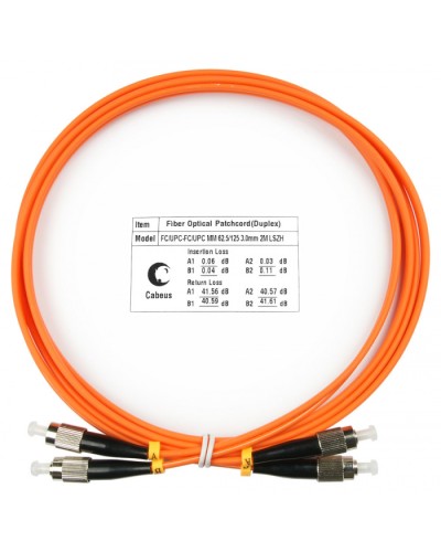 Шнур оптический duplex FC-FC 62,5/125 mm 2м LSZH Cabeus FOP-62-FC-FC-2m в Таганроге Патч-корды оптические Pintop.ru