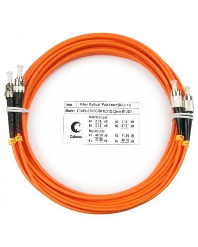 Шнур оптический duplex FC-ST 62,5/125 mm 15м LSZH Cabeus FOP-62-FC-ST-15m в Таганроге Патч-корды оптические Pintop.ru