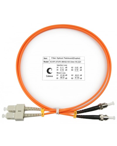 Шнур оптический duplex SC-ST 62,5/125 MM 1 м LSZH Cabeus FOP-62-SC-ST-1M в Таганроге Патч-корды оптические Pintop.ru
