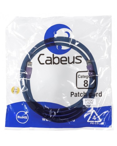 Патч-корд S/FTP Cabeus PC-SSTP-RJ45-Cat.8-2m-LSZH в Таганроге Патчкорды (медные) Pintop.ru