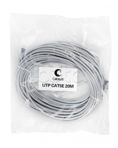 Шнур коммутационный 2xRJ-45/8P8C U/UTP кат.5е (20 м) Cabeus PC-UTP-RJ45-Cat.5e-20m в Таганроге Патчкорды (медные) Pintop.ru
