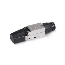 Коннектор с фиксатором кабеля и колпачком RJ-45(8P8C) под витую пару, кат. 6, Cabeus (8P8C-SH-C6-TWP-F)