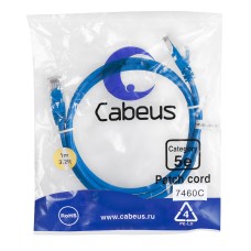 Патч-корд медный U/UTP категория 5е (1м) LSZH (синий) Cabeus (PC-UTP-RJ45-Cat.5e-1m-BL-LSZH)