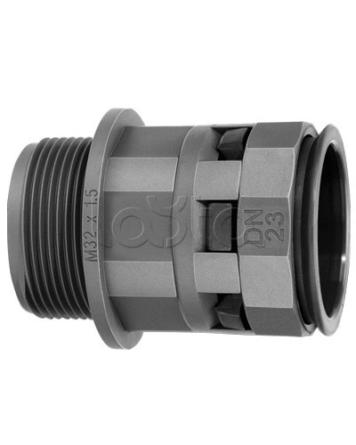 Муфта труба-коробка DN 7 мм, М12х1,5, полиамид, цвет черный DKC PAM07M12N в Таганроге Повороты, муфты, тройники Pintop.ru