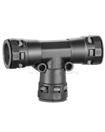 Тройник DN 17/17/17 мм, полиамид, цвет черный DKC PAT17N в Таганроге Повороты, муфты, тройники Pintop.ru