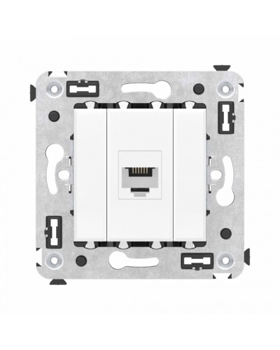Телефонная розетка RJ-12 без шторки в стену одинарная, Avanti, Белое облако DKC (4400613) в Таганроге Розетки компьютерные и телефонные Pintop.ru