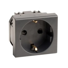 Розетка силовая 2Р+Е, со шторками, «Viva», 2 мод., цвет черный DKC (45205)