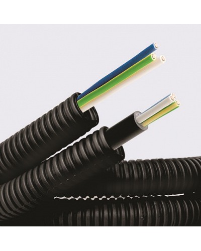 Электротруба ПНД гибкая гофр. д.16мм, цвет черный, с кабелем ВВГнг(А)-LS 3х1,5мм² РЭК ГОСТ+, 100м DKC 7L716100 в Таганроге Труба гофрированная Pintop.ru