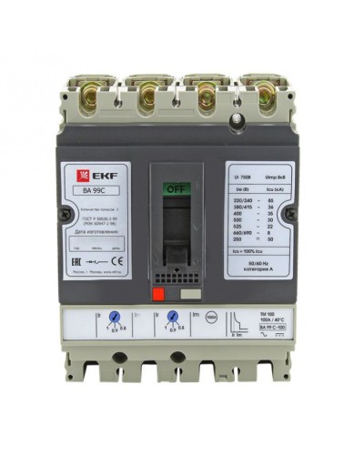 Выключатель автоматический ВА-99C (Compact NS) 100/ 16А 3P+N 36кА EKF PROxima (mccb99C-100-16+N) в Таганроге Электротехническое оборудование Pintop.ru