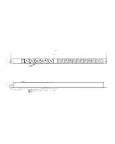 Hyperline SHE-6SH-12IEC-S-2.5AIEC Блок розеток вертикальный в Таганроге Блоки розеток Pintop.ru