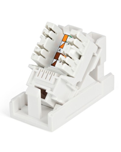 Розетка RJ-45, одинарная, категория 5е, с наклонным модулем Hyperline SIP2K-C5E-M45-22.5 в Таганроге Аксессуары для кабель-канала Pintop.ru