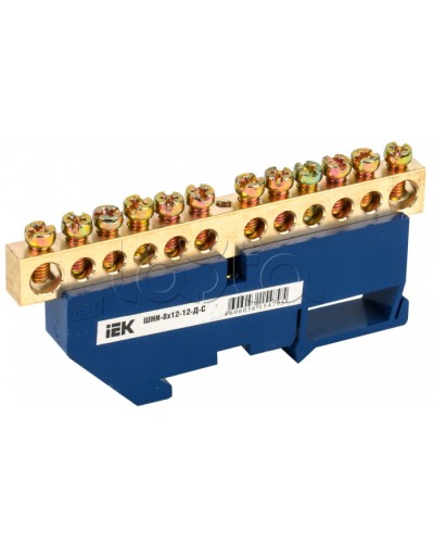 Шина N ноль на DIN-изоляторе ШНИ-8х12-12-Д-С IEK (YNN10-812-12D-K07) в Таганроге Клеммные колодки Pintop.ru