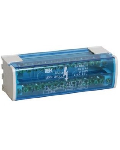 Шина «N» нулевая на DIN-рейку в корпусе 2Х15 групп IEK YND10-2-15-125 в Таганроге Аксессуары для стоек и шкафов Pintop.ru