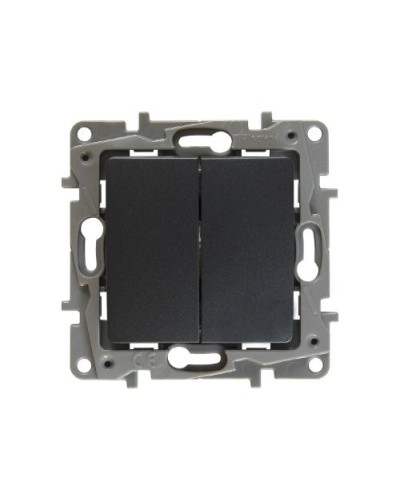 Переключатель двухклавишный Etika Plus 10 AX 250 В антрацит Legrand 672612 в Таганроге Аксессуары для кабель-канала Pintop.ru