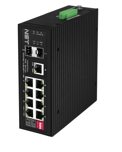 PoE коммутатор Fast Ethernet на 8 FE RJ45 PoE + 1 x GE RJ45 + 2 GE SFP порта NST NS-SW-8F3G-P/I в Таганроге Коммутаторы Pintop.ru