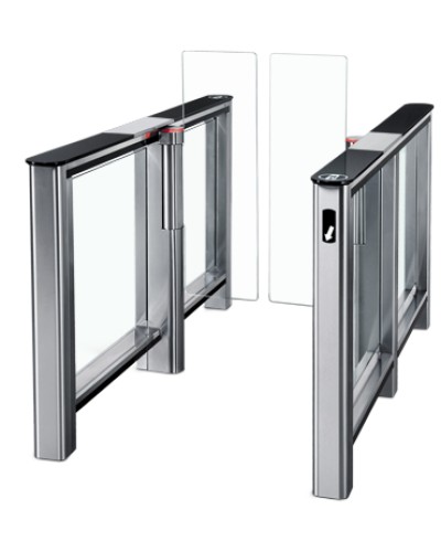 Турникет PERCo-ST-01 с крышками из закал. стекла с центральной вставкой из нерж. стали со створками Створки шириной 300 в Таганроге Турникеты Pintop.ru
