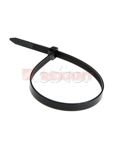 Хомут-стяжка нейлоновый, широкий 8х200 мм чёрный (100шт/уп) REXANT 07-0203 в Таганроге Стяжки-хомуты Pintop.ru