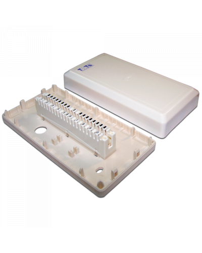 Настенная коробка с установленными плинтами, 1 размыкаемый плинт, 10 пар, пластик TWT (TWT-DB10-1P-DIS) в Таганроге Кросс оптический Pintop.ru