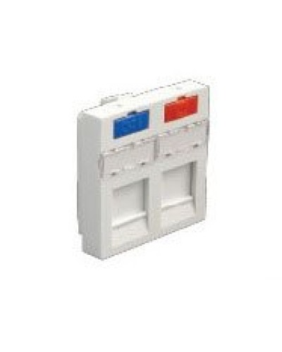 Лицевая панель (накладка) информационной розетки, 45х45 мм, 2 входа Экопласт (87002) в Таганроге Розетки компьютерные и телефонные Pintop.ru